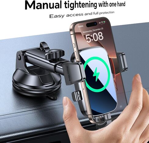Kaistyle Wireless Car Charger【One Hand Manual Clamping】 Fast Wireless Charger for Car Phone Holder Mount Charger Phone Holders for Your Car Dashboard/Windshield/Vent Truck Mount for iPhone Samsung in Kuwait