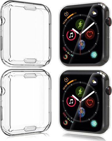 4-Pack Screen Protectors Compatible with Apple Watch Series SE/6/5/4 44mm, Full Protective Soft TPU Screen Bumper Cover Case Repacement for iWatch 44mm - Clear in Saudi Arabia