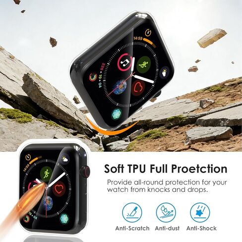 4-Pack Screen Protectors Compatible with Apple Watch Series SE/6/5/4 44mm, Full Protective Soft TPU Screen Bumper Cover Case Repacement for iWatch 44mm - Clear in Saudi Arabia
