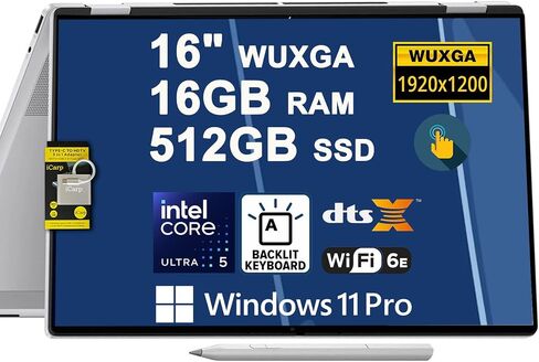 HP OmniBook 7 Flip 16 AI 2-in-1 Laptop 16" WUXGA IPS Touch (400nits) Intel 8-core Ultra 5 226V (40 AI Tops) 16GB RAM 1TB SSD Backlit w/Pen for Creator Designer Business Professional Win11Pro ICP Hub in Kuwait
