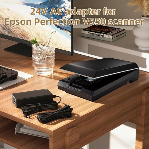 24V AC Adapter Compatible with Epson Perfection V500 V600 V700 V800 4490 J252A 640U Workforce WF-100 WF-110 ES-400 DS-530 TM-P80 Scanner Printer Power Supply in Kuwait