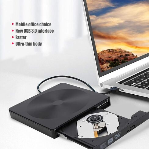 B 3.0 External DVD Recorder Optical Drive, Portable DVD Burner for WIN7 WIN8 OS, Thin External CD DVD Writer with Anti Burnout Chip, High Speed B 3.0 Interface in Kuwait