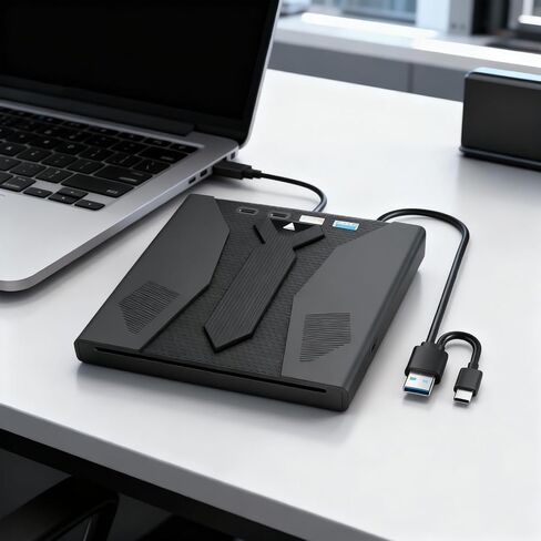 USB3.0 & Type C External Optical Drive, Slot Loading Design, 5Gbps High-Speed for Laptops Tablets PCs External Disc/disc Burners in Kuwait