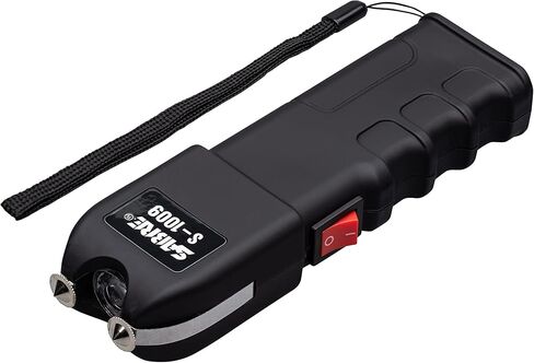 SABRE 2-in-1 Stun Gun with Flashlight and Anti-Grab Bar Technology, Painful 1.250 µC Charge, 120 Lumens, Rechargeable Battery, Safety Switch, Includes Wrist Strap and Belt Holster in Saudi Arabia