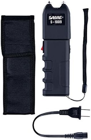 SABRE 2-in-1 Stun Gun with Flashlight and Anti-Grab Bar Technology, Painful 1.250 µC Charge, 120 Lumens, Rechargeable Battery, Safety Switch, Includes Wrist Strap and Belt Holster in Saudi Arabia