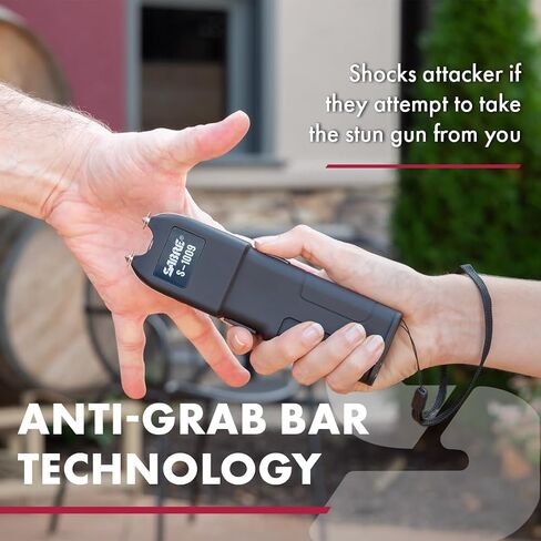 SABRE 2-in-1 Stun Gun with Flashlight and Anti-Grab Bar Technology, Painful 1.250 µC Charge, 120 Lumens, Rechargeable Battery, Safety Switch, Includes Wrist Strap and Belt Holster in Saudi Arabia