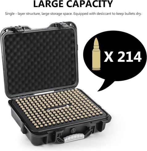 Kinghardcase 214 Round .308/6.5 Ammo Storage Case with Desiccant, Waterproof Hard Shell Ammo case for 6.5 Creedmoor/6.5 Grendel/6.5×47 Lapua/6.5×52 Carcano/.308 Ammo Storage Box & Transport in Kuwait