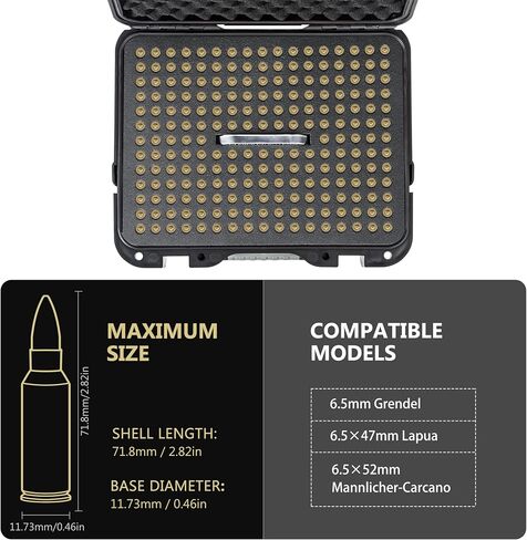 Kinghardcase 214 Round .308/6.5 Ammo Storage Case with Desiccant, Waterproof Hard Shell Ammo case for 6.5 Creedmoor/6.5 Grendel/6.5×47 Lapua/6.5×52 Carcano/.308 Ammo Storage Box & Transport in Kuwait
