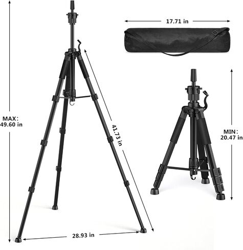 Mannequin Head Stand, 54 inch Adjustable Wig Stand Tripod with Non-Slip Base, Heavy Duty Metal Mannequin Tripod Stand for Cosmetology Hairdressing in Saudi Arabia