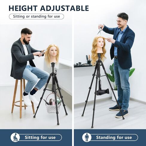 Mannequin Head Stand, 54 inch Adjustable Wig Stand Tripod with Non-Slip Base, Heavy Duty Metal Mannequin Tripod Stand for Cosmetology Hairdressing in Saudi Arabia