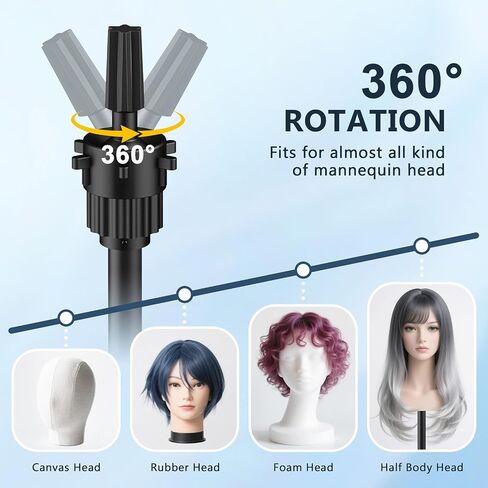 Mannequin Head Stand, 54 inch Adjustable Wig Stand Tripod with Non-Slip Base, Heavy Duty Metal Mannequin Tripod Stand for Cosmetology Hairdressing in Saudi Arabia
