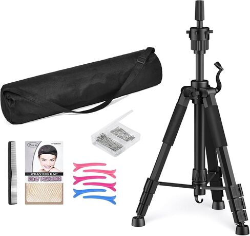 Mannequin Head Stand, 54 inch Adjustable Wig Stand Tripod with Non-Slip Base, Heavy Duty Metal Mannequin Tripod Stand for Cosmetology Hairdressing in Saudi Arabia