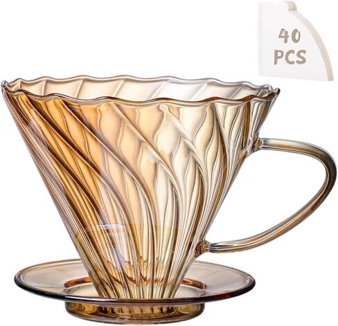 Premium Glass Coffee Dripper with 40 Filters - Amber V02 in Kuwait