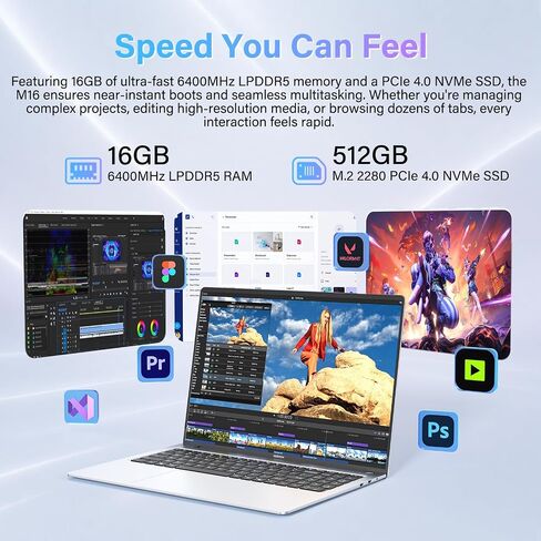 GEEKOM GeekBook M16 Laptop, Up to 24H, 55W Sustained Power Ultra 9 Notebook in Saudi Arabia