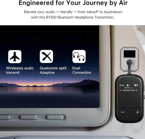 Blue Air Airplane Bluetooth Adapter for 2 AirPods or Headphones in Kuwait