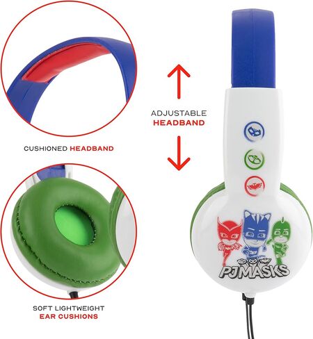 PJ Masks Kids Safe Over The Ear Headphones HP2-03120| Kids Headphones, Volume Limiter for Developing Ears, 3.5MM Stereo Jack, Recommended for Ages 3-9, by Sakar in Kuwait