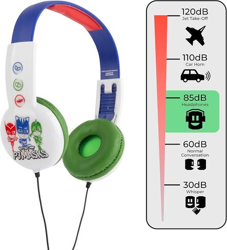 PJ Masks Kids Safe Over The Ear Headphones HP2-03120| Kids Headphones, Volume Limiter for Developing Ears, 3.5MM Stereo Jack, Recommended for Ages 3-9, by Sakar in Kuwait
