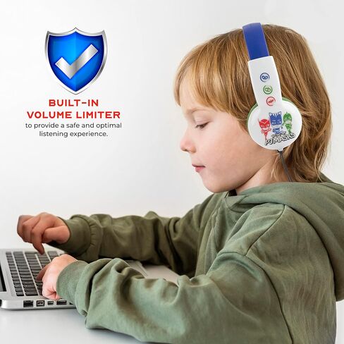 PJ Masks Kids Safe Over The Ear Headphones HP2-03120| Kids Headphones, Volume Limiter for Developing Ears, 3.5MM Stereo Jack, Recommended for Ages 3-9, by Sakar in Kuwait