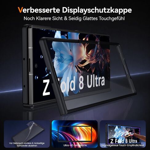 YINLAI for Samsung Galaxy Z Fold 8 Ultra Case with Screen Protector, Black in Kuwait