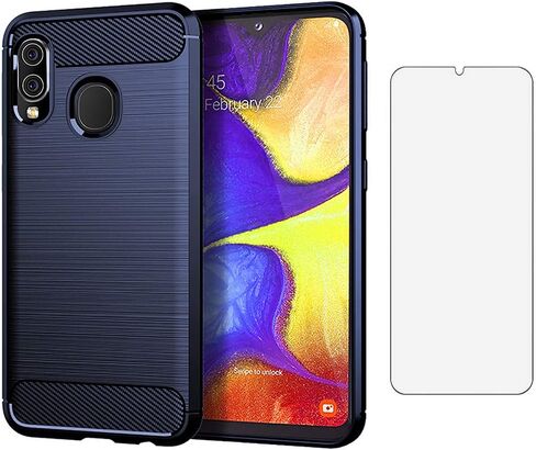 Phone Case for Samsung Galaxy A10e/A20e with Tempered Glass Screen Protector Cover and Cell Accessories Silicone Slim Thin Rugged Soft TPU Rubber Glaxay A 10e 10ae S102DL Galaxies 20e 20ae Cases Blue in Kuwait