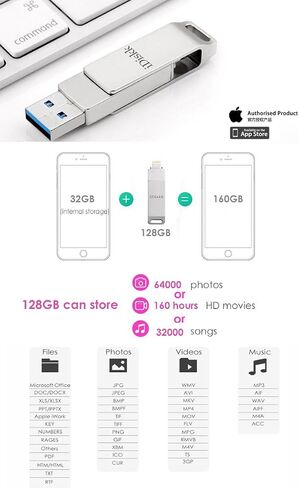 iDiskk APPL-e Certified 64GB iPhone Flash Drive&Photo Stick for iPhone iPad in Kuwait