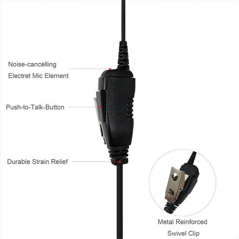 Earpiece with PTT Mic Compatible for Kenwood PKT-300 NX-320 NX-340 TK-2200 TK-3160 NX-3220 NX3320 TH-D72A TH-K20A NX-1200DV, Acoustic Tube Headset, 2 Pin Style (2.5mm+3.5mm) in Kuwait