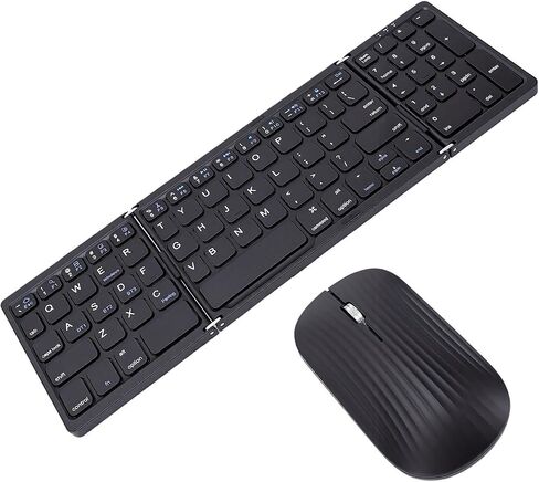 XUMIUZIY Foldable Bluetooth Keyboard and Mouse Combo with Numeric Keypad, Full - Size Travel Wireless Keyboard Set for Tablet Laptop in Kuwait