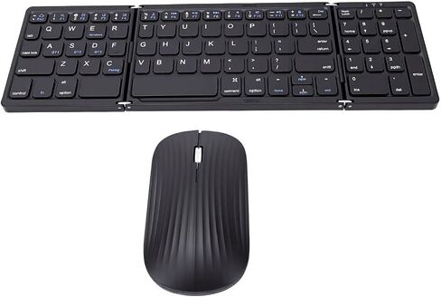 Asixxsix Bluetooth Keyboard Mouse Combo, Rechargeable Foldable Wireless Keyboard with Number Pad Folding for Phone Tablet for Smartphone Tablet in Kuwait