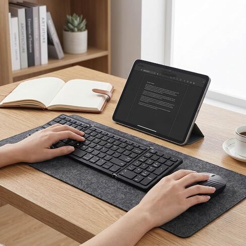 Asixxsix Bluetooth Keyboard Mouse Combo, Rechargeable Foldable Wireless Keyboard with Number Pad Folding for Phone Tablet for Smartphone Tablet in Kuwait