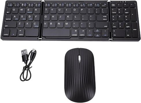 Asixxsix Bluetooth Keyboard Mouse Combo, Rechargeable Foldable Wireless Keyboard with Number Pad Folding for Phone Tablet for Smartphone Tablet in Kuwait