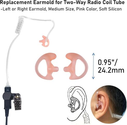 MaximalPower 2-Pack Right Medium Replacement Earmold Earbud for Kenwood/Motorola Two-Way Radios- in Kuwait