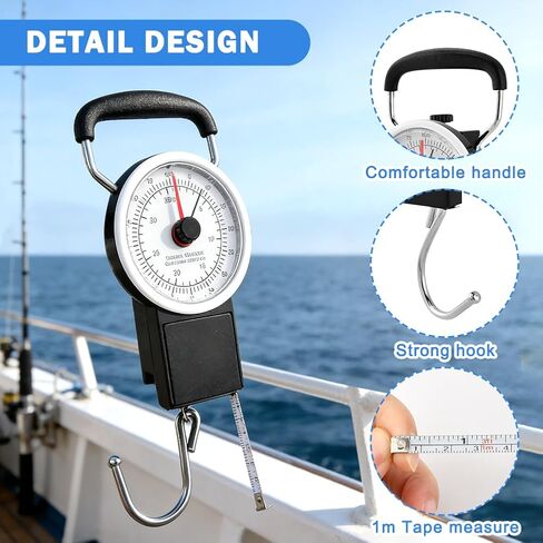 Fishing Scale,80lbs/35kg Fishing Gear with Built-in Measuring Tape,Fish Hook Remover Tool,Portable Hanging Fishings Weight Scale Luggage Scales with Hook,Fish Gifts for Men in Kuwait