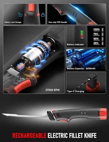 Cordless Electric Fillet Knife,27500 RPM Motor in Kuwait