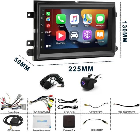 7 inch Car Radio for Ford F150 Radio Upgrade 2009 2010 2011 2012,QLED Touch Screen Stereo Headunit with Wireless Carplay Android Auto GPS BT FM SWC 5G WiFi Backup Camera DSP MIC in Kuwait