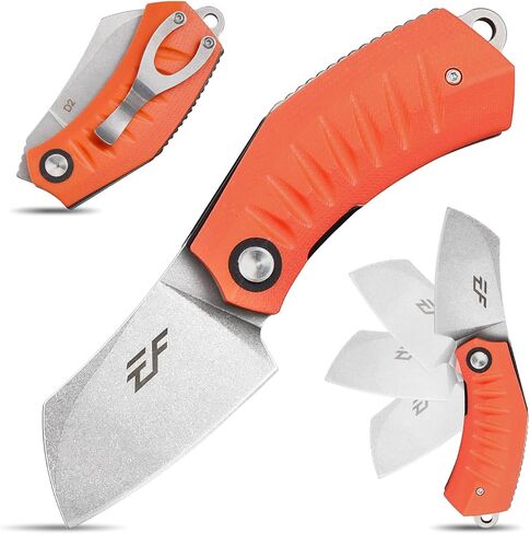 Eafengrow EF85 Folding Knife with Clip Stone Wash D2 Steel Blade G10 Handle Pocket Knife Ball Bearing Flipper Outdoor Camping Survival EDC Tool Knives(orange) in Kuwait