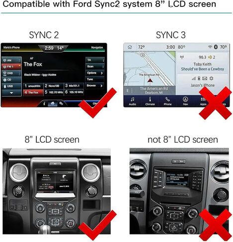 CARabc Wireless Carplay & Android Auto for Ford 2013-2015 Year with Sync2 System, Support Mirrorlink, Navigation, Siri, Camera, USB, CarPlay Retrofit Kit Decoder (Yellow) in Saudi Arabia