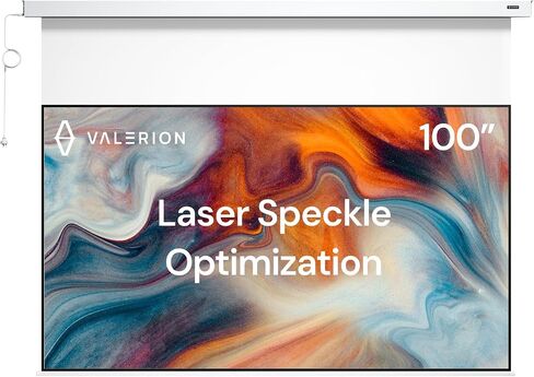 Valerion 100" PureVision Motorized Projector Screen, Laser Speckle Reduction, Auto-Sync with Projector, 4K/8K UHD Ready, 20" Adjustable Drop, Black Backing for Enhanced Contrast, Long Throw Only in Kuwait