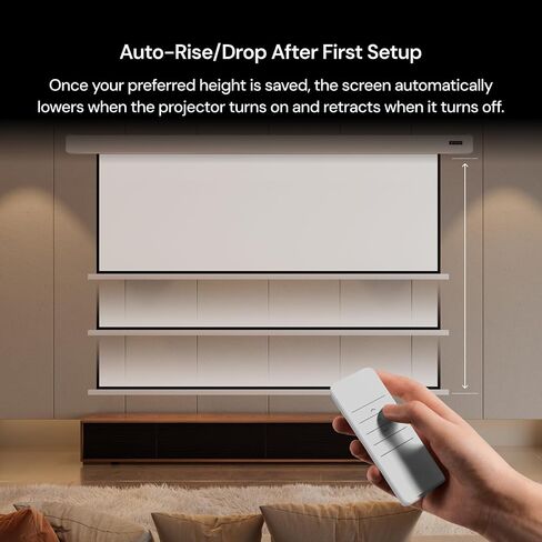 Valerion 100" PureVision Motorized Projector Screen, Laser Speckle Reduction, Auto-Sync with Projector, 4K/8K UHD Ready, 20" Adjustable Drop, Black Backing for Enhanced Contrast, Long Throw Only in Kuwait