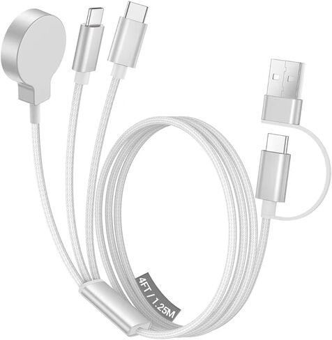 2Pack for Apple Watch Charger, 3 in 2 Multi Charging Cable, iPhone Charger, USB A/Type C Cable, Portable Travel Essentials Designed for iWatch Ultra/SE/11-1 & iPhone 17-12/ iPad-5Ft in Kuwait