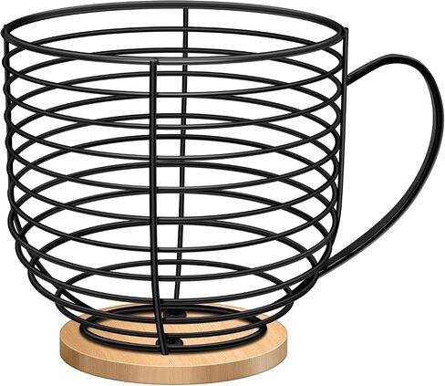 BYTEAIDREX Coffee Pod Holders for Counter - K Cup Holders for Counter - Coffee Pods Storage Organizer - Bar Accessories - Large Capacity Black Wire Kup Storage with Wooden Base. in Saudi Arabia