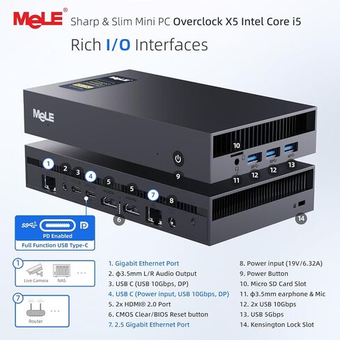 MeLE Overclock X5 Mini PC i5-1235U 32GB DDR4 1TB SSD Dual LAN 1GbE+2.5GbE in Kuwait