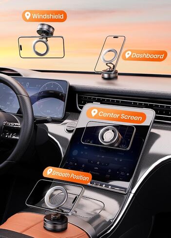 PKBD Vacuum Magnetic Car Phone Holder, Mount for iPhone & Android, Black in Saudi Arabia