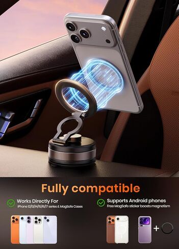 PKBD Vacuum Magnetic Car Phone Holder, Mount for iPhone & Android, Black in Saudi Arabia