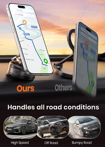 PKBD Vacuum Magnetic Car Phone Holder, Mount for iPhone & Android, Black in Saudi Arabia