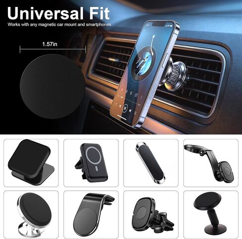 12 Pack Round Metal Plates for Magnetic Car Phone Holder Mount, Black in Kuwait