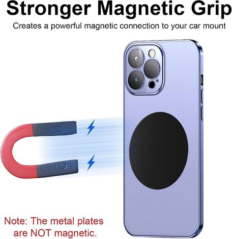 12 Pack Round Metal Plates for Magnetic Car Phone Holder Mount, Black in Kuwait