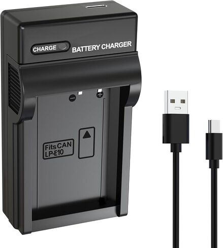 LP-E10 Battery Charger for Canon EOS Rebel T3, T5, T6, T7, T100, EOS 1100D, 1200D, 1300D, 1500D, 3000D, 4000D, Kiss X50, X70, X80, X90 Camera with USB C Cable (NOT for T3i T5i T6i T6s T7i) in Kuwait