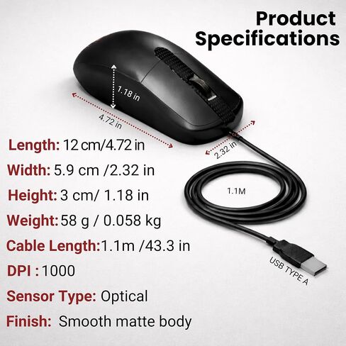 Wired USB Mouse and Mouse pad with wrist rest Bundle Combo ,Black MP-WM25 in Kuwait