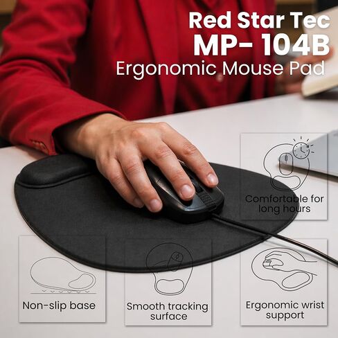 Wired USB Mouse and Mouse pad with wrist rest Bundle Combo ,Black MP-WM25 in Kuwait