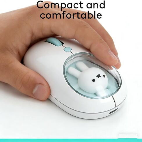 MIPOW X Miffy Bluetooth Wireless Mouse, Compact Portable for Laptops & Tablets. Seamless Tracking, Compatible with PC, Mac, Windows & macOS. Ideal, Cyan in Saudi Arabia
